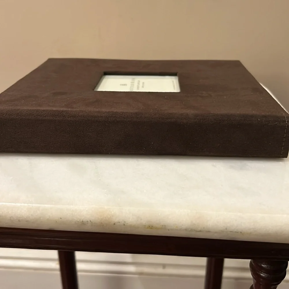 Pottery Barn Collector’s Photo Box with Suede Cover, NWOT